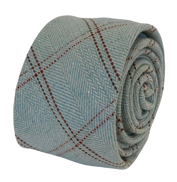 mint pale pastel green tweed check  wool tie